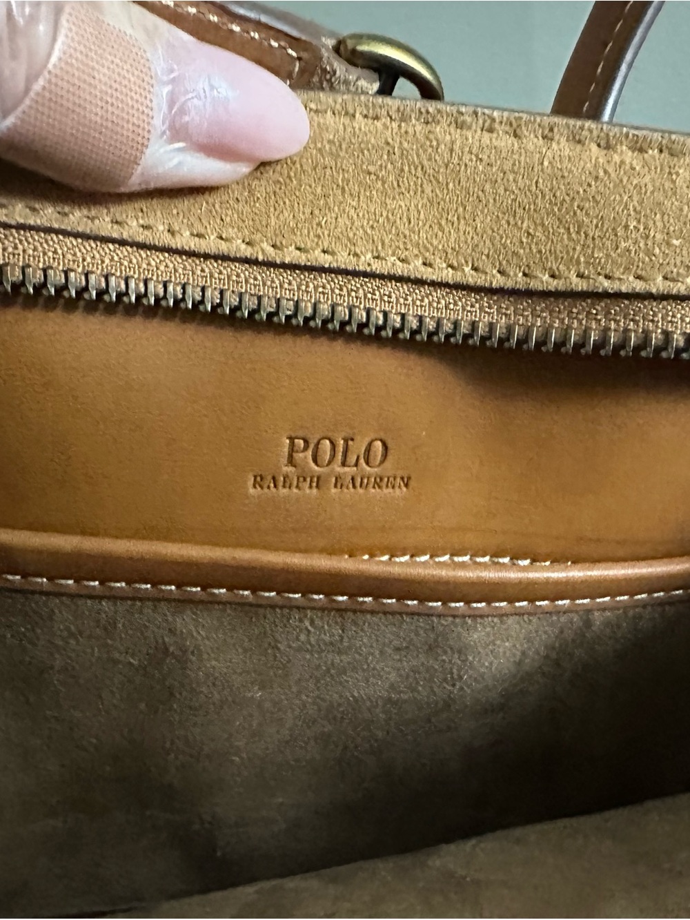 Polo by Ralph Lauren Tan Suede Satchel with Brown Leather Trim - Picture 8 of 12